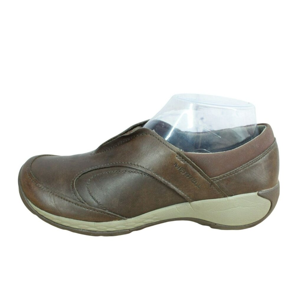 Merrell Espresso Brown Leather Slip-On Comfort Moccasin Casual Shoes Size 7.5